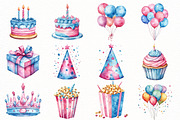 Watercolor Birthday Celebration PNG, a Seasonal Illustration by Designworld (Thumbnail 2 of 9)