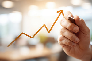 Hand drawing upward trend in business growth, a Business Photo by AlyaAnd