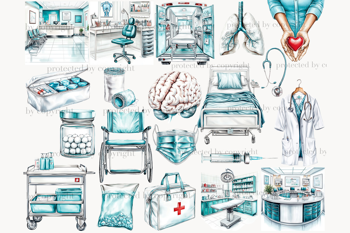 Medical Clipart Set | Nurse & Doctor, a Work Illustration by GlamArtZhanna (Photo 3 of 8)