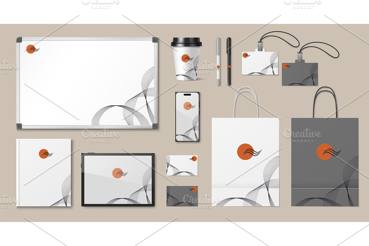 Corporate office stationery mockup, an Illustration by art PVP - market