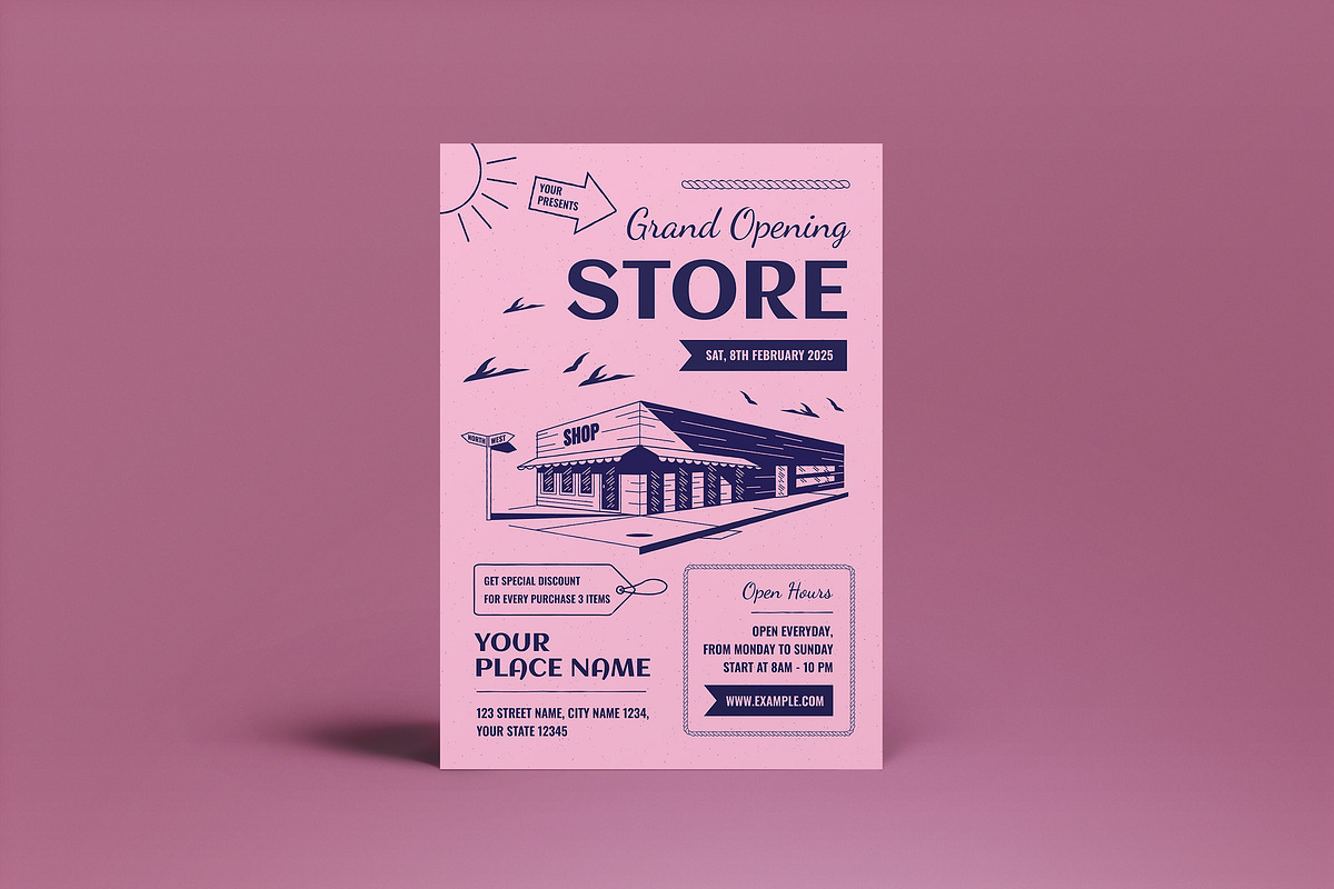Grand Opening Store Flyer, a Flyer Template by graphicook | Creative Market