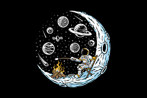 Astronauts burn marshmallows, a Person Illustration by gunaonedesign