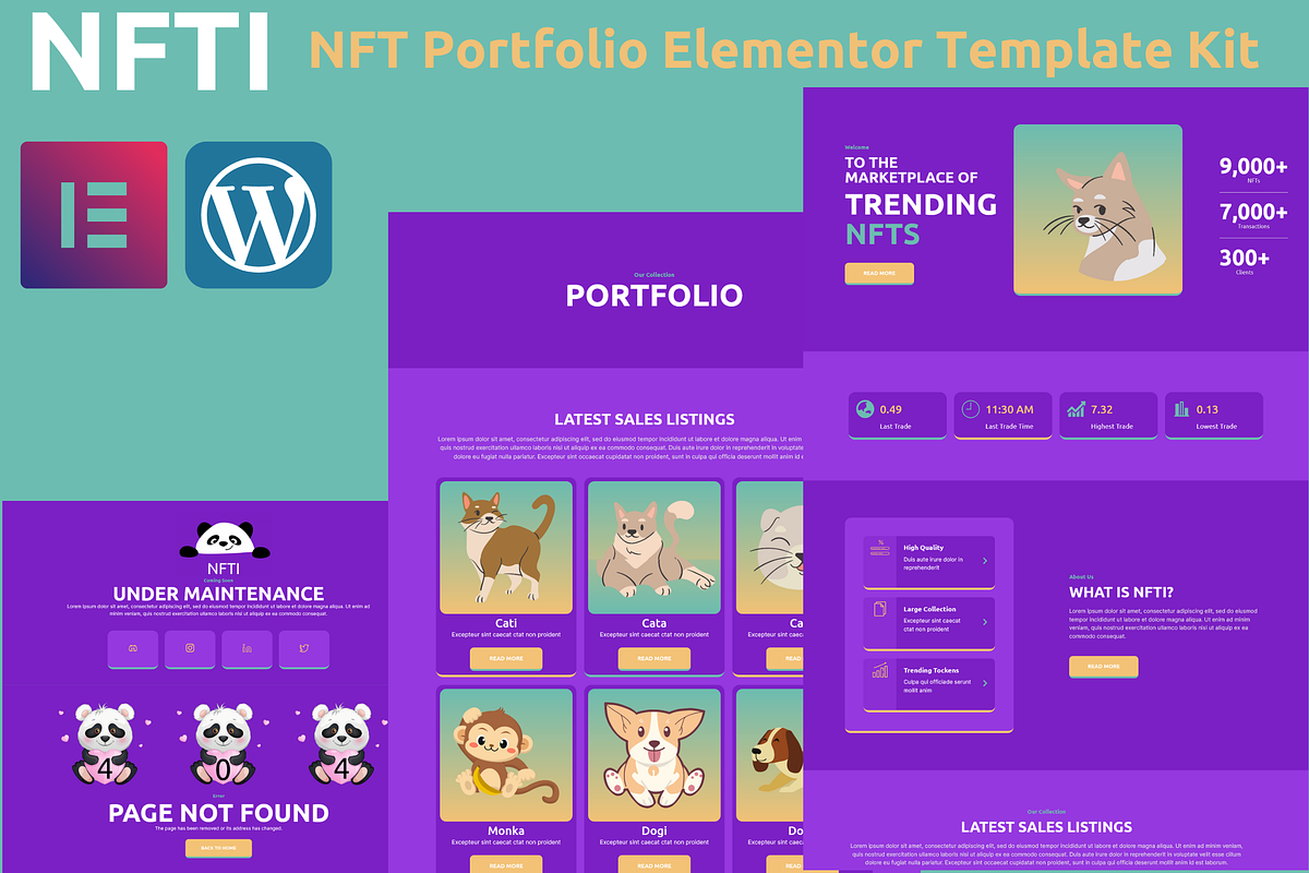 NFTI - NFT Portfolio Elementor Kit, a WordPress Template by Elemits