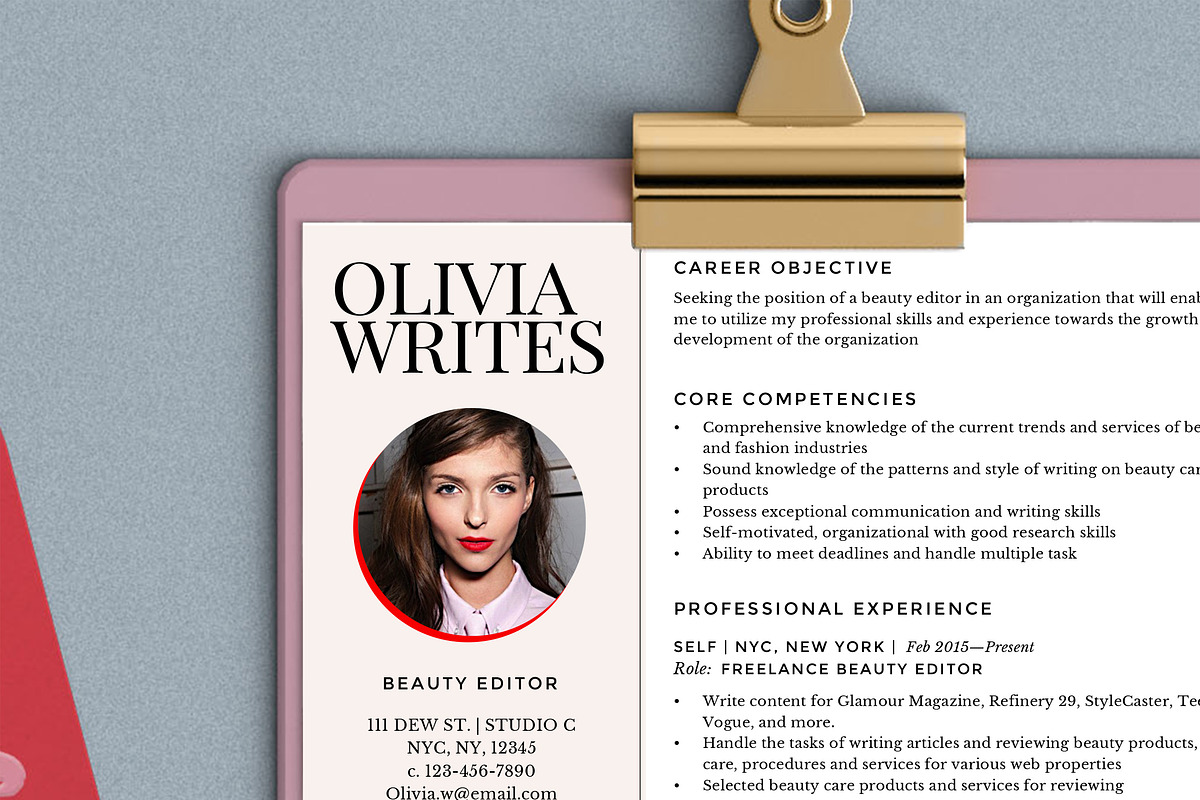 Feminine Resume / CV Template, a Resume Template by STUDIO MEROE (Photo 6 of 7)
