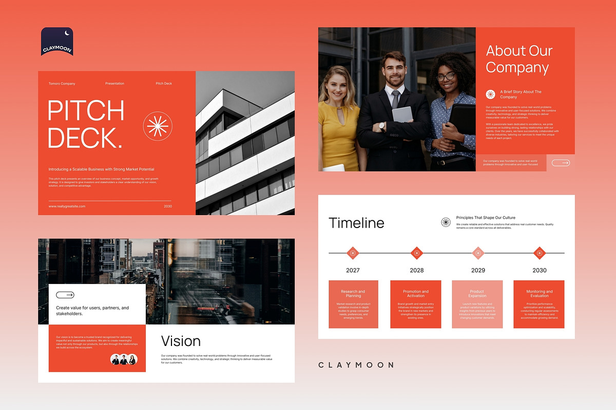 White Orange Modern Pitch Deck, a Presentation Template by Claymoon Lab (Photo 4 of 6)