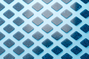 Abstract digital glass tiles with futuristic circuit pattern, an Architecture Photo by RF Images