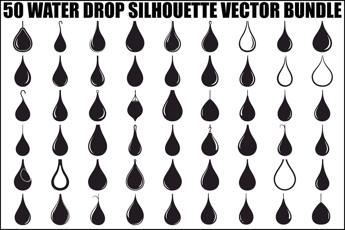 Water Drop Silhouette Vector Bundle, an Illustration by musafir_fashion (Photo 1 of 51)