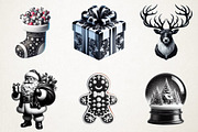 Black And White Christmas  Clipart, an Illustration by RobertsArt (Thumbnail 3 of 5)