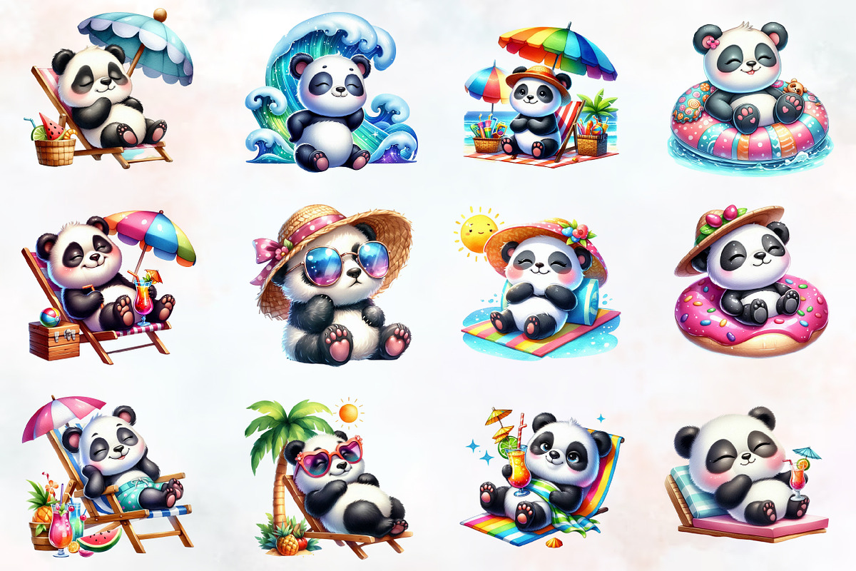 Funny Sunbathing Panda Clipart, an Illustration by RobertsArt (Photo 7 of 7)