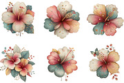 Whimsical Summer Hibiscus Clipart, an Illustration by Designking (Thumbnail 6 of 10)
