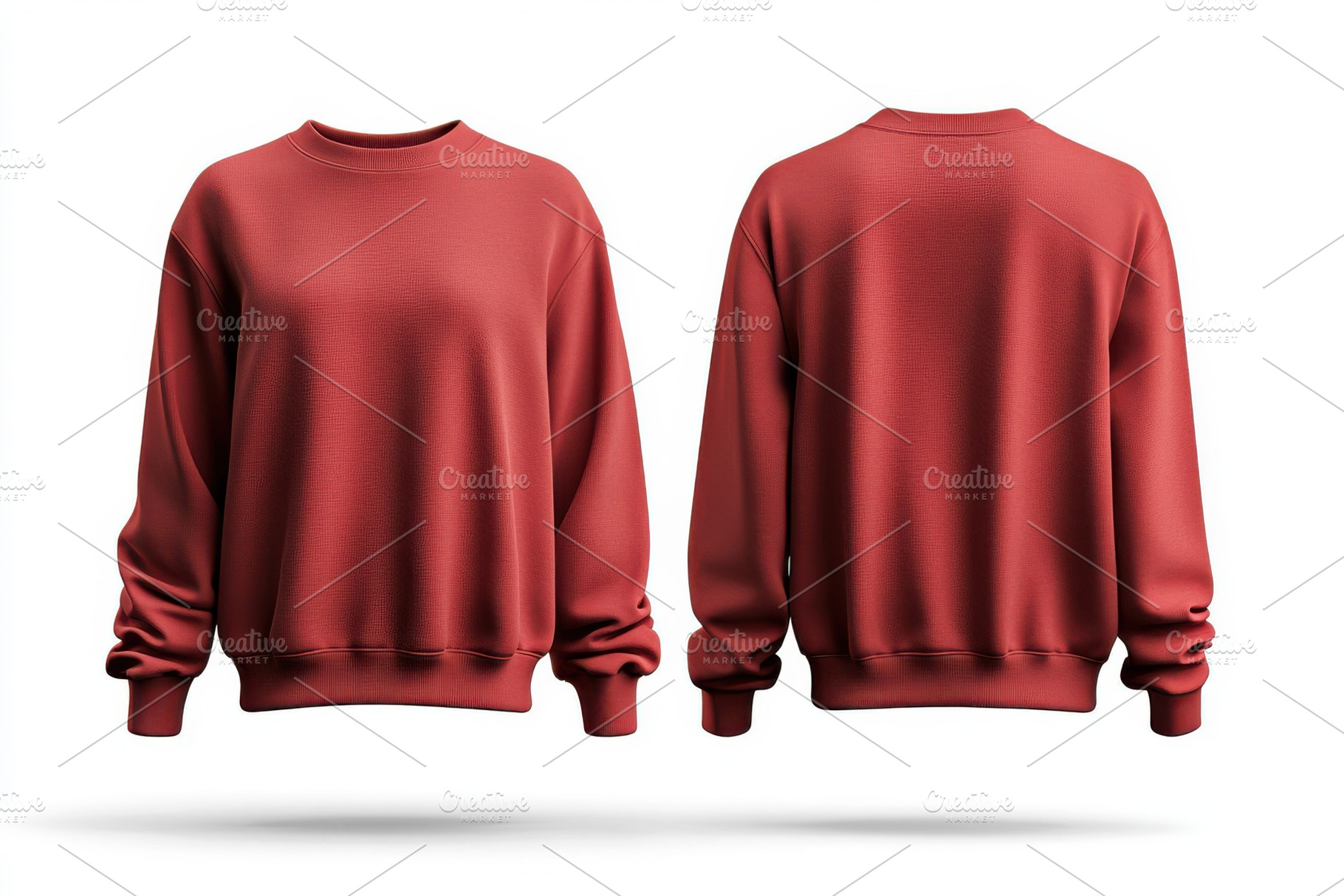 Red Crewneck Sweatshirt Front and Ba, a Beauty & Fashion Photo by Pixeness Studio