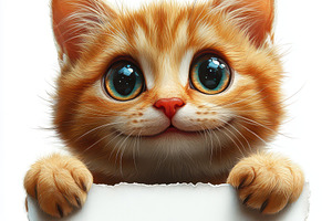 Adorable ginger kitten holding blank, an Animal Photo by Pixeness Studio