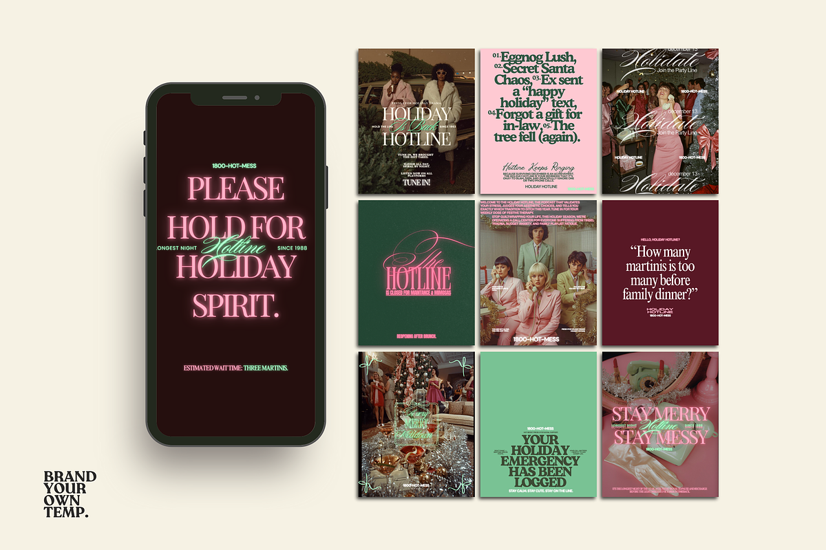 HOLIDAY HOTLINE Canva Template, a Social Media Template by BYOTstudios (Photo 3 of 12)