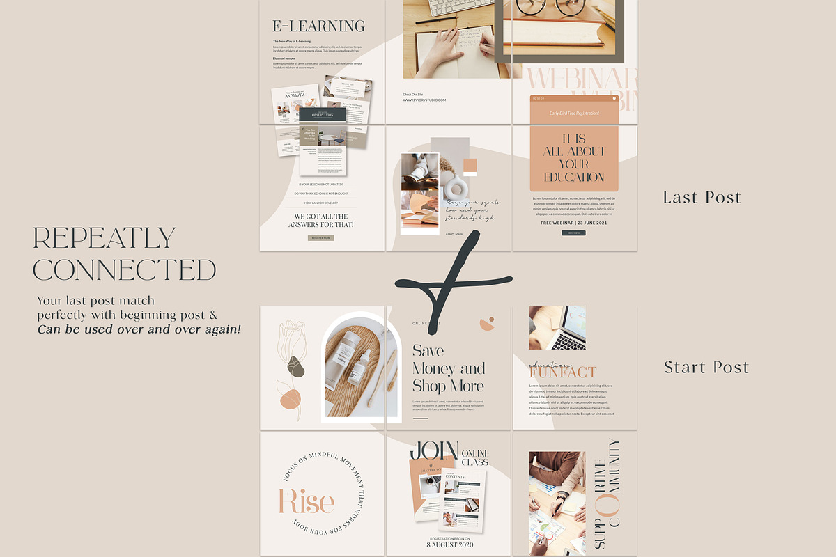 Instagram Puzzle e-Course PS CANVA, a Social Media Template by Eviory
