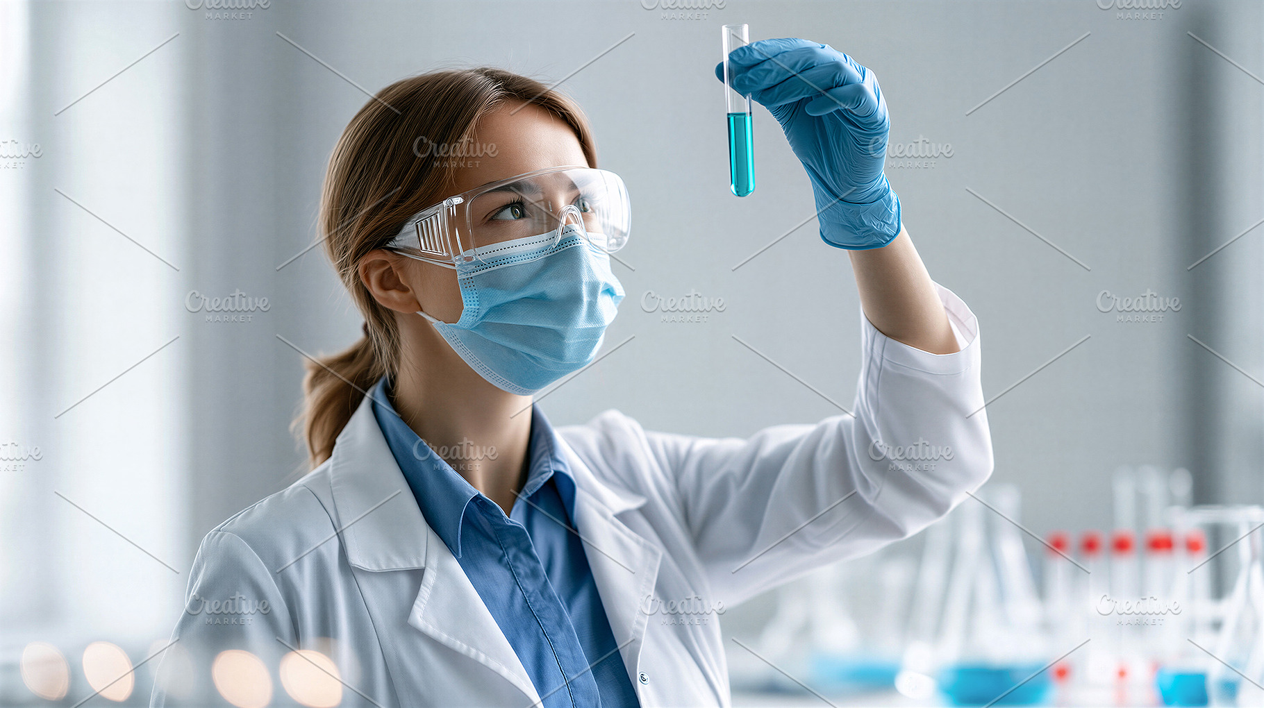 Scientist examining test tube, a Health & Medical Photo by 7DesignLab