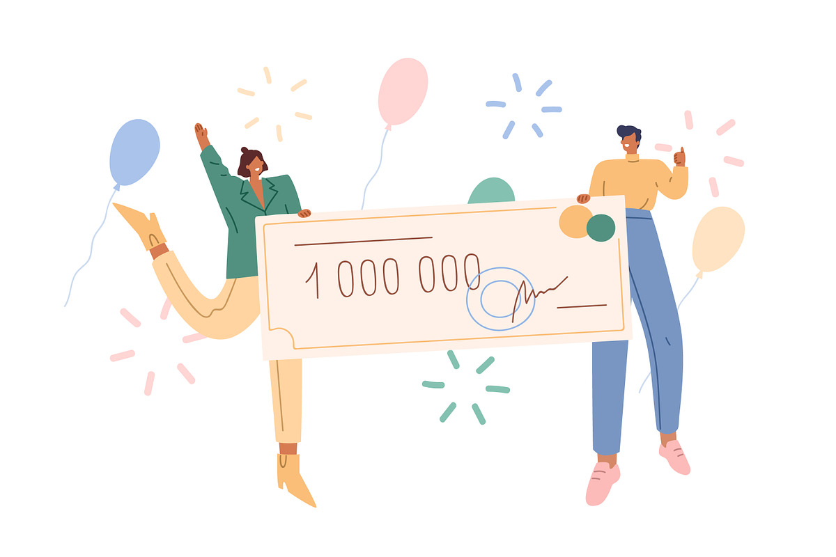 Happy grant or lottery winners, an Illustration by Good Studio