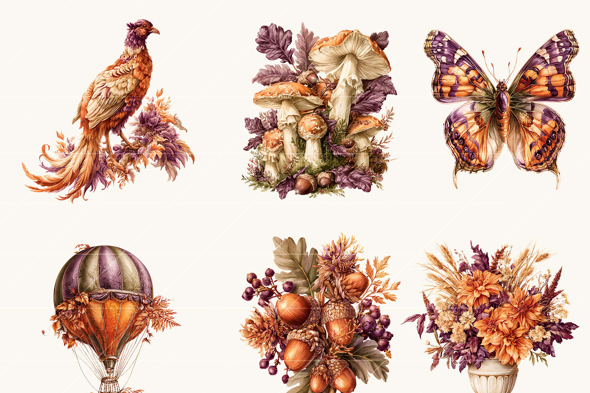Autumn Witch Cottagecore Clipart, a Seasonal Illustration by BusyDaydesign (Photo 2 of 7)