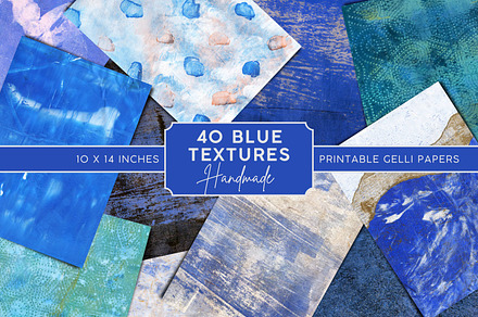 40 Blue Textures, Gelli Scans, a Texture Graphic by Iconogenic