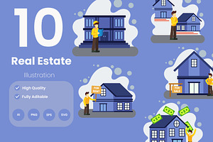 Real Estate Illustration Pack, an Illustration by baii09