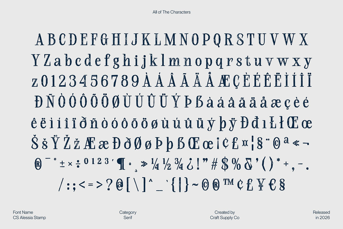 CS Alessia Stamp, a Serif Font by Craft Supply Co. (Photo 8 of 8)
