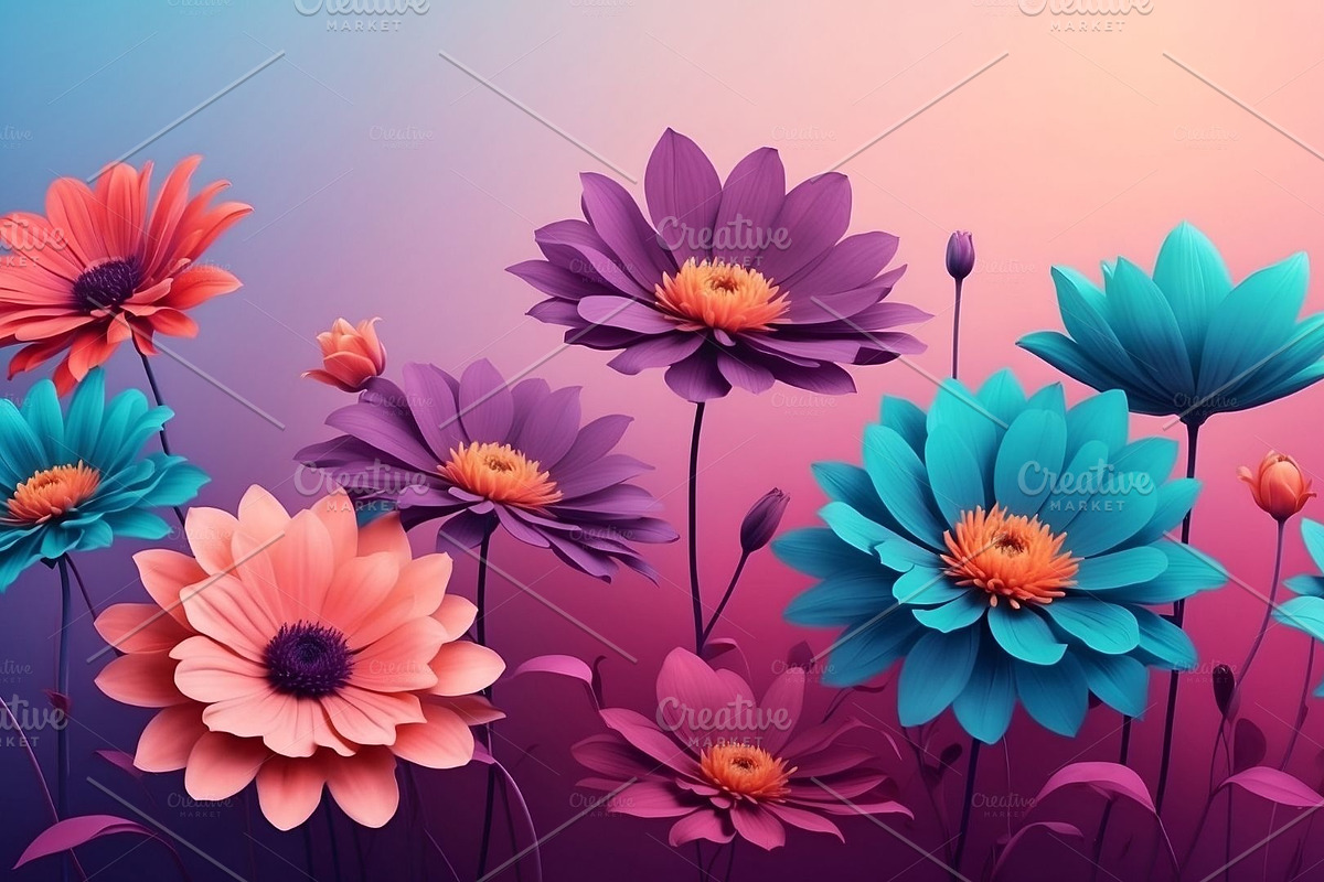 Gradient Floral Background, a Background Graphic by sibel dayı (Photo 13 of 24)