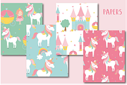 Princess & Unicorns paper, a Pattern Graphic by Poppymoondesign (Thumbnail 2 of 2)