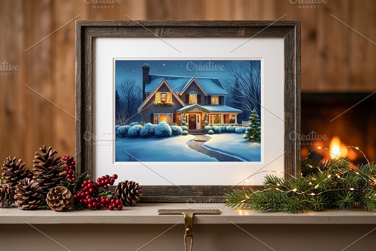 Winter Christmas House Illustration, a Seasonal Illustration by Aura Canyon HQ (Photo 3 of 7)