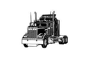 Semi Truck 1993 Blue Semi Big Rig, a Transportation Illustration by Digital-Clipart