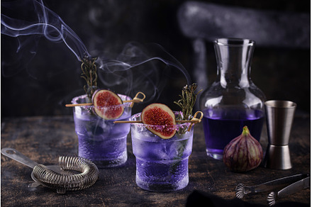 Purple fig cocktail or mocktail in, a Food & Drink Photo by Yulia Furman