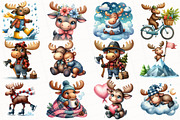 Cute Moose Sublimation Clipart, an Illustration by OK Design (Thumbnail 3 of 4)
