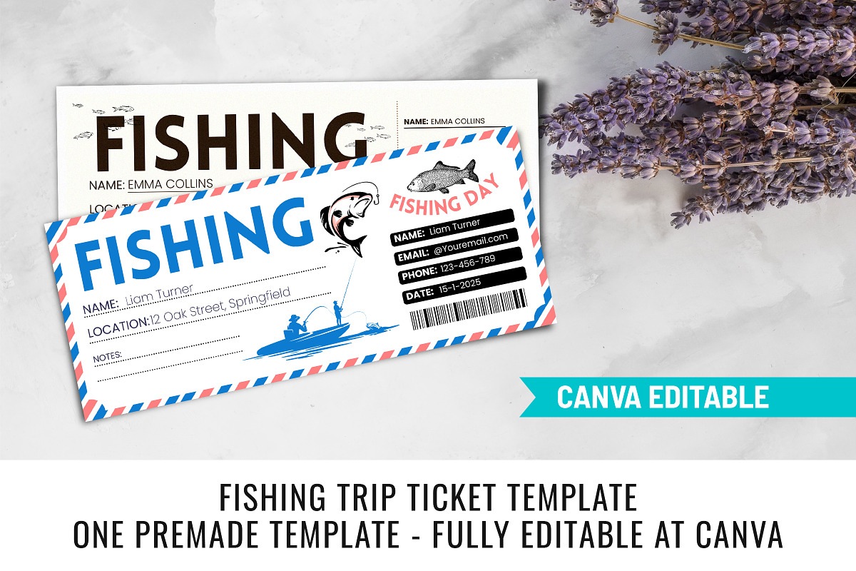 Fishing Ticket Gift Voucher Template, a Stationery Template by Snapybiz (Photo 6 of 10)