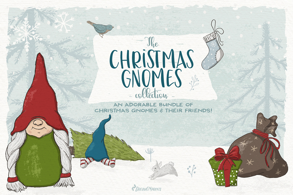 Christmas Gnomes & Friends, an Animal Illustration by DreamONprints (Photo 1 of 14)