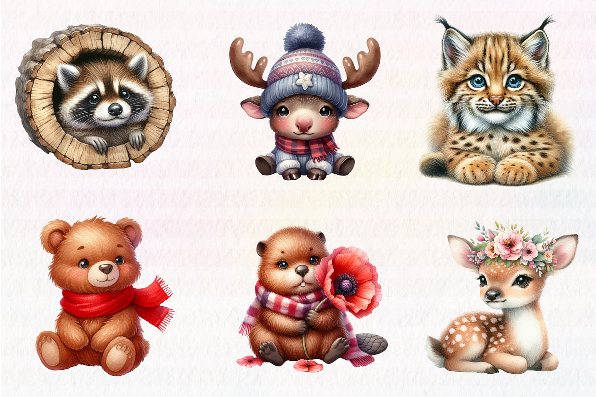 Woodland Clip art, Baby Animals, an Illustration by CreationArt (Photo 3 of 6)