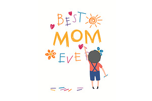 Mothers Day card with boy drawing, an Illustration by sceptical cactus