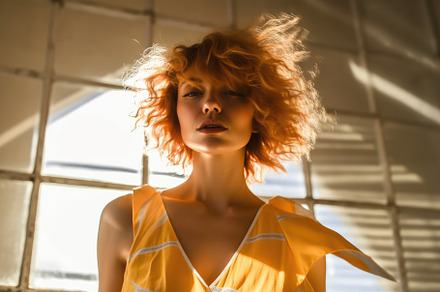 Female model fashion shoot. An expressive and high - contrast po, a Beauty & Fashion Photo by designvectx