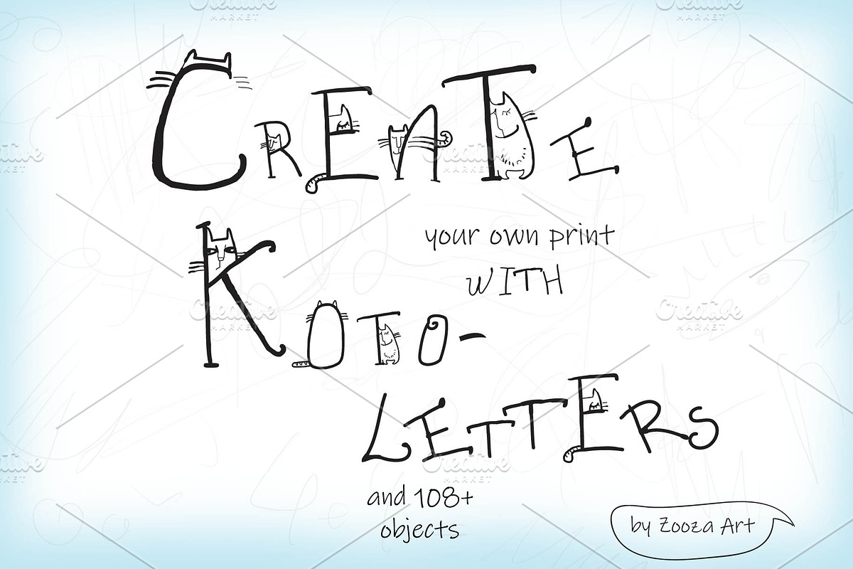 Koto-Letters - Alphabets+cats, a Decorative Illustration by Zooza Art (Photo 2 of 9)