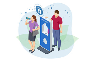 Isometric drinking water filling, a Food Illustration by Golden Sikorka