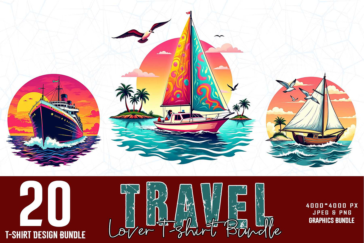 Travel Lover T-shirt Design Bundle, an Illustration by Sofia's Fashion (Photo 1 of 3)