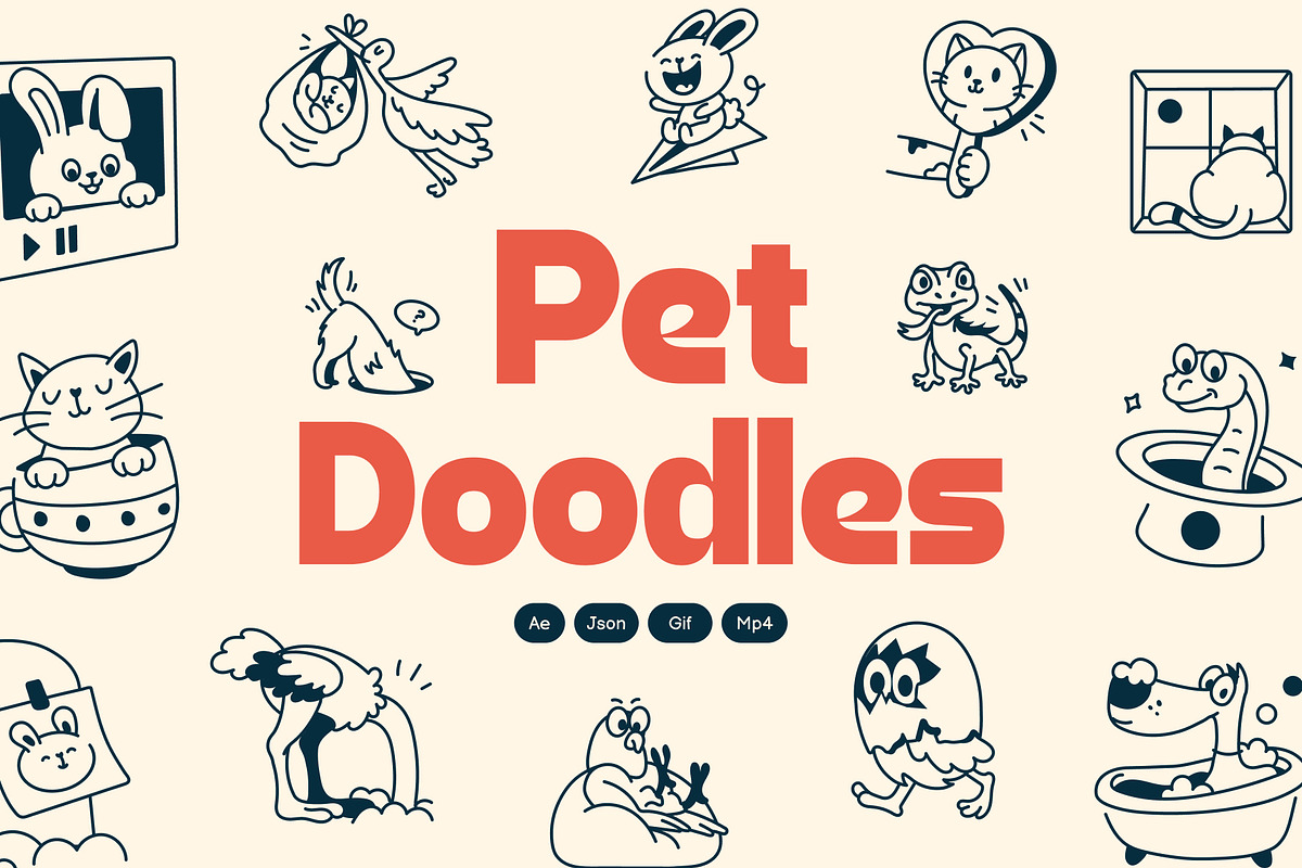 Animated Pet Doodle Icons, an Outline Icon by Vectors Market (Photo 1 of 4)