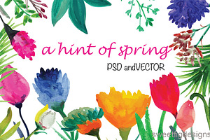 Watercolor Flowers Vector And Psd