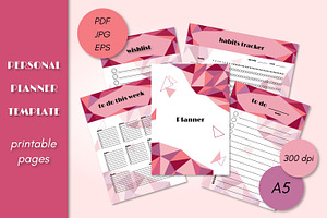 Planner Printable Template A5 Vector