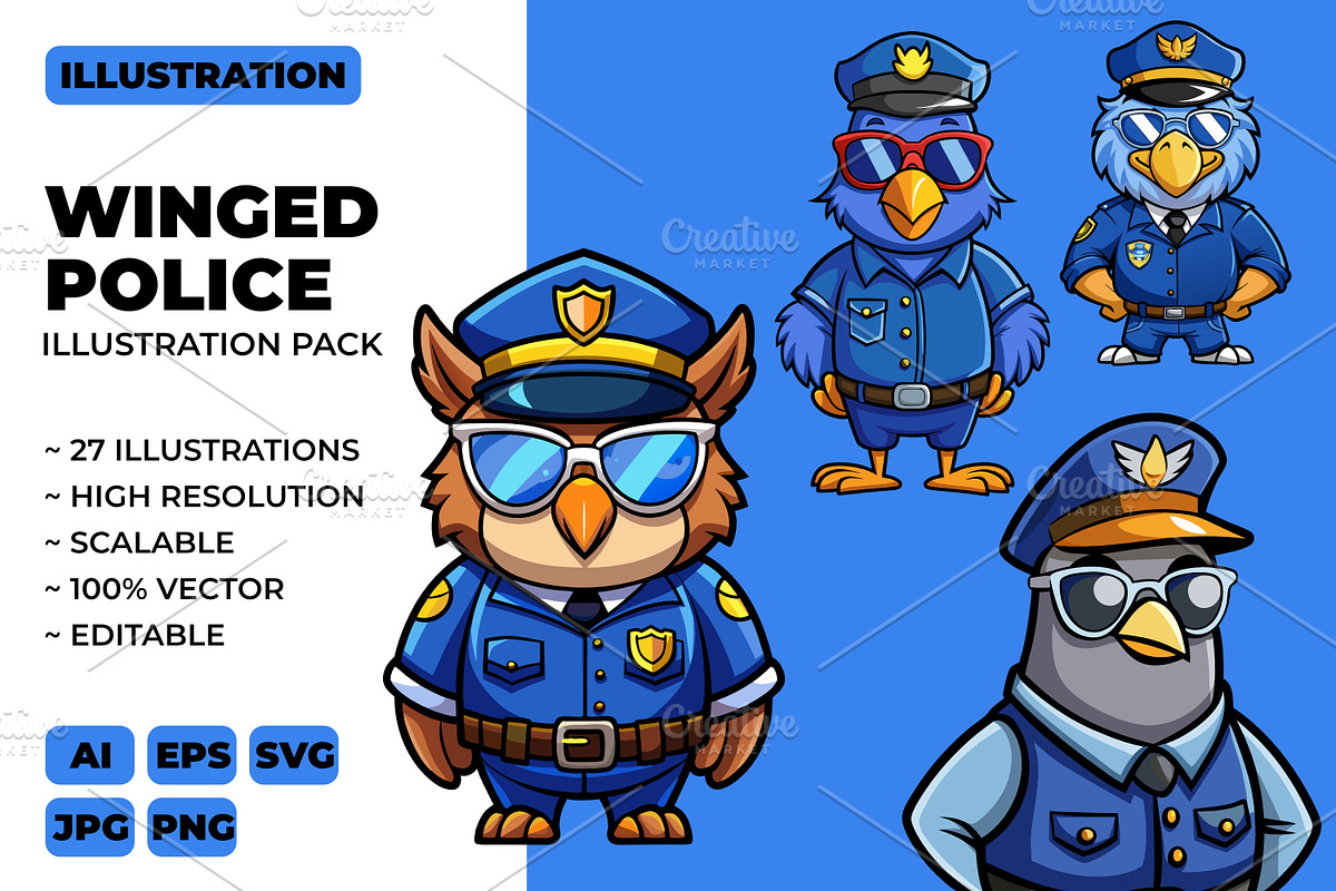 Winged Police Mascot Illustration, an Illustration by Riswan Ratta (Photo 1 of 4)