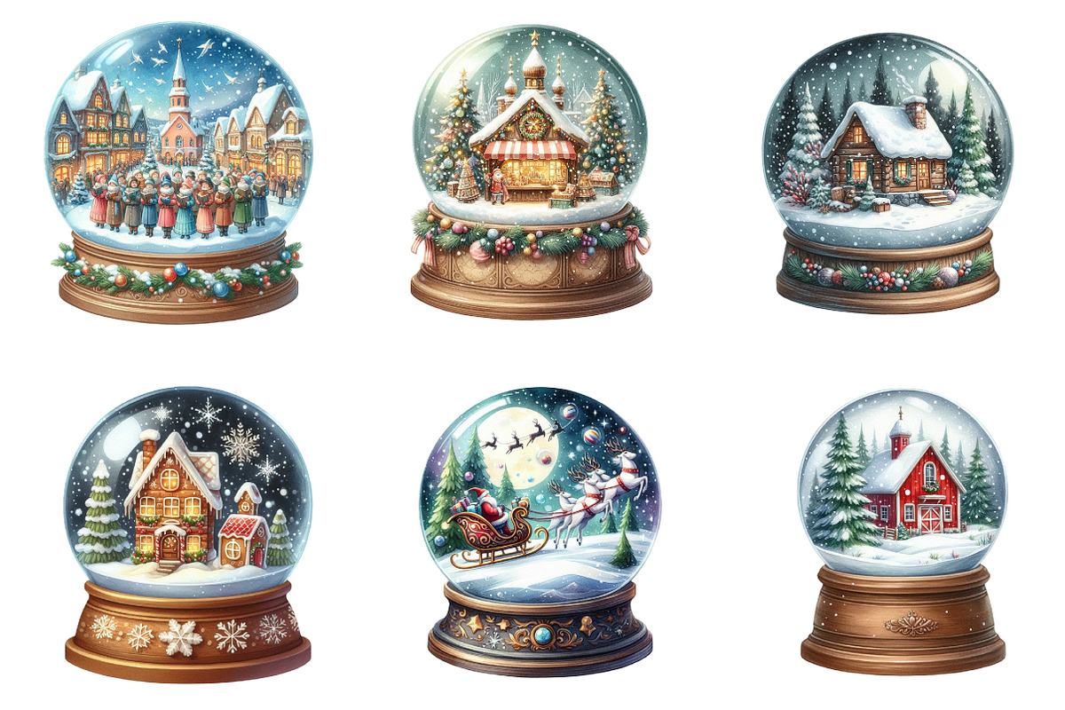 Watercolor Christmas SnowGlobe PNG, an Illustration by SinaCreation (Photo 5 of 7)