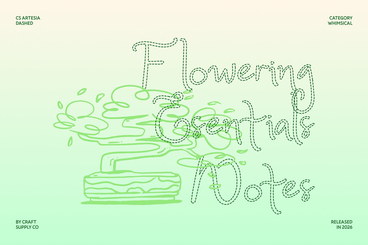 CS Artesia Dashed, a Handwritten Font by Craft Supply Co. (Photo 4 of 8)