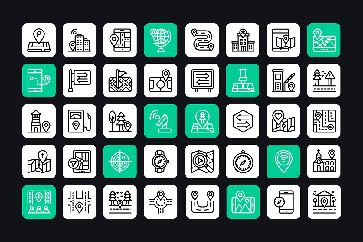 Location Maps Linear Icons, an Outline Icon by Brickclay (Photo 4 of 5)