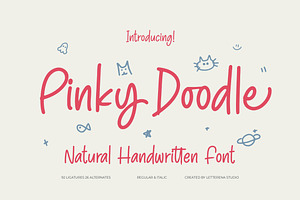 Pinky Doodle Natural Handwritten, a Script Font by Letterena Studios Script
