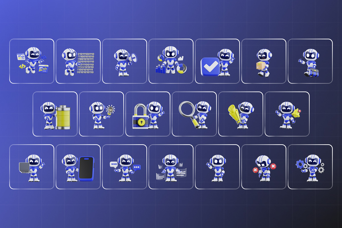 Robot Tech 3D Icon Pack, an Object 3D Model by Haps Space (Photo 4 of 4)