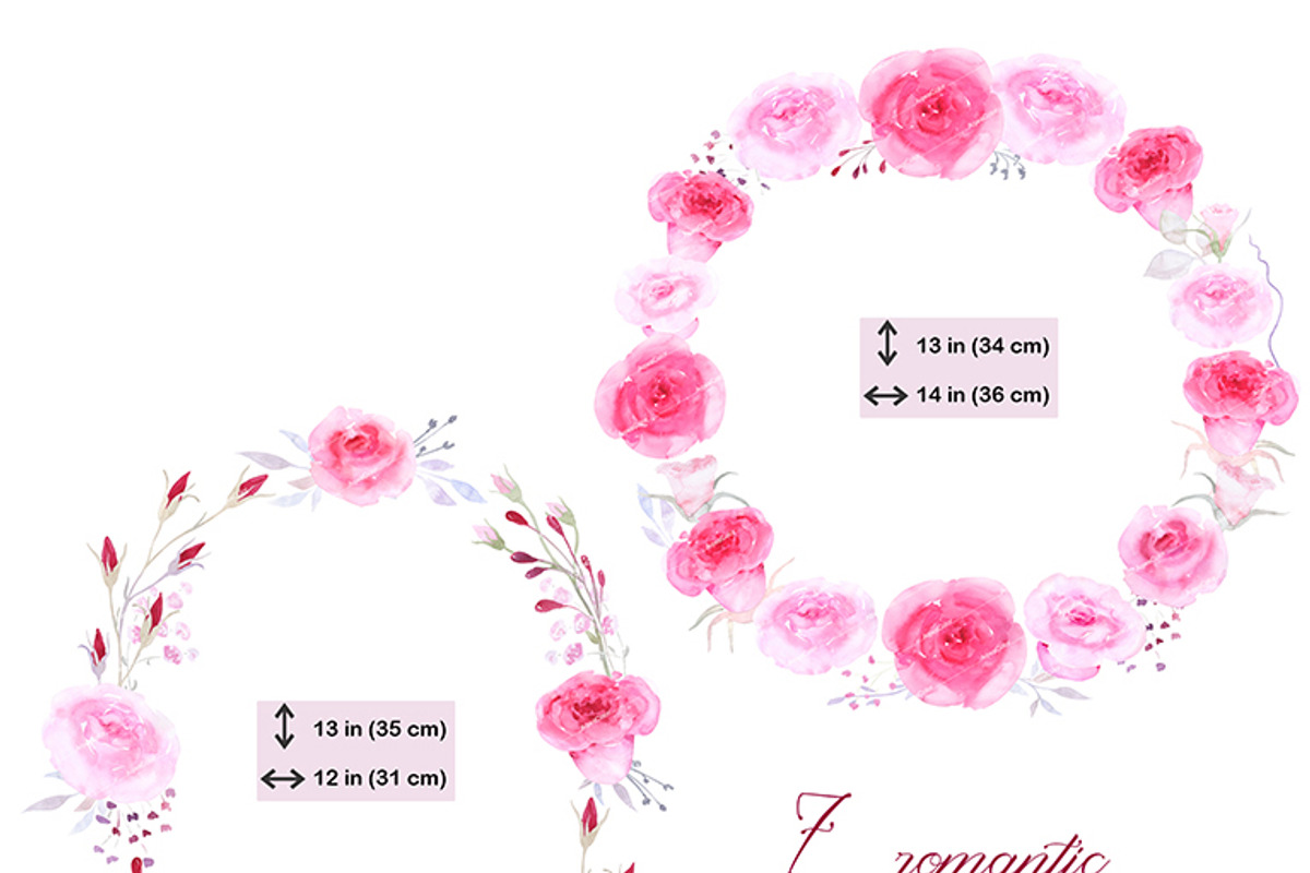 Watercolor Clipart Romantic Roses, a Decorative Illustration by AqwaColor (Photo 2 of 5)