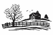 Farmhouse scene silhouette vector, an Icon by Amazin_art (Thumbnail 12 of 13)