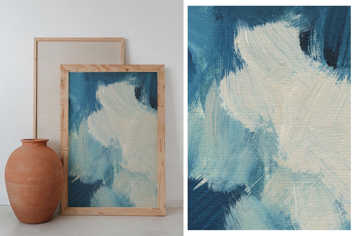Blue Acrylic Brush Strokes Canvases, a Texture Graphic by Helga Wigandt (Photo 5 of 7)